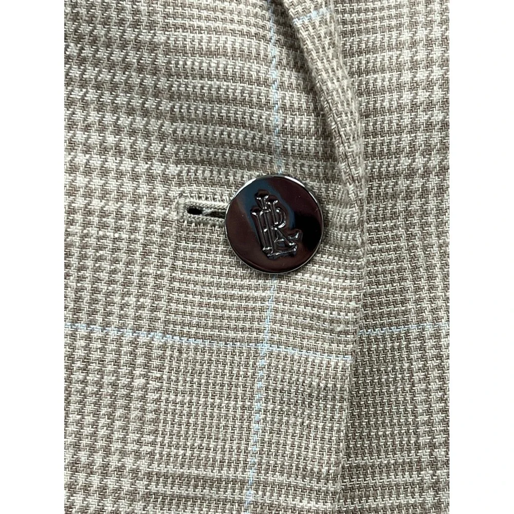 Lauren Ralph Lauren Plaid Single-Button Beige Blazer - Picture 5 of 10